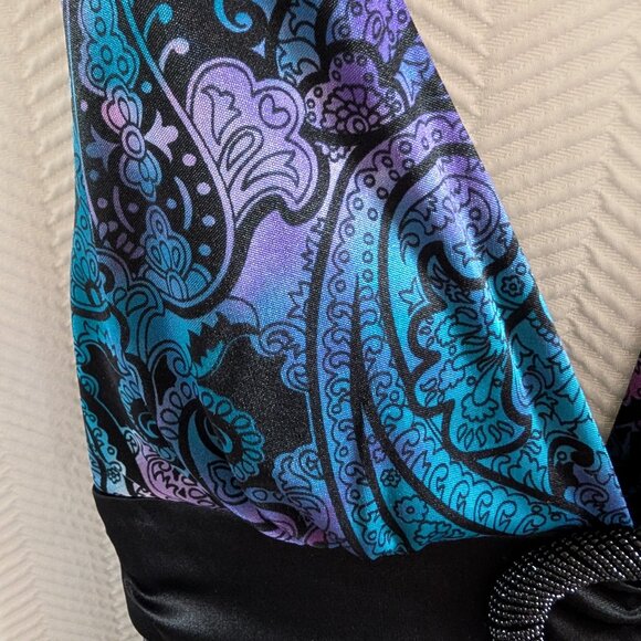 Sequin Hearts Paisley Pleated Maxi Dress Whimsigoth Gown Small Wedding Guest - Picture 8 of 15